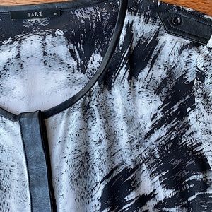 Tart Silk, Faux Leather Trim Blouse